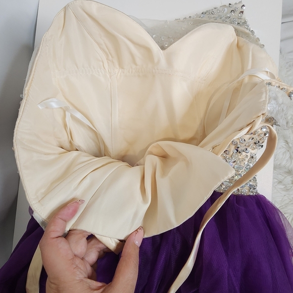 🔥Purple Tulle Gown with Beaded Bodice - Picture 8 of 9